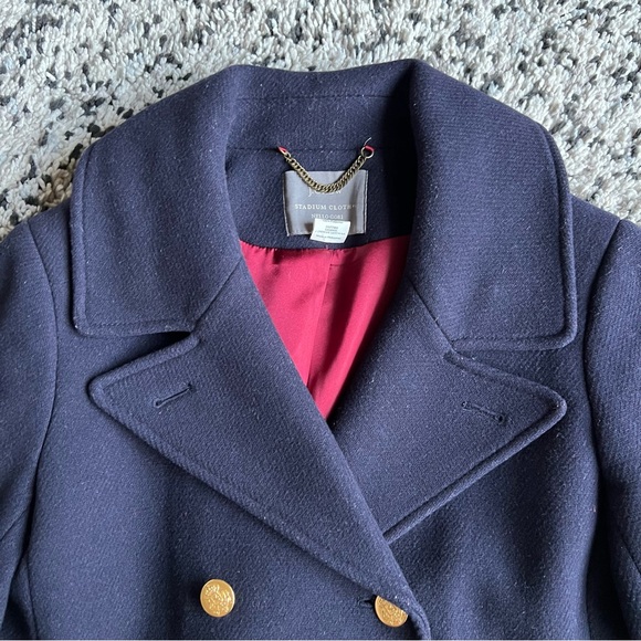 J. Crew Nello Gori Stadium Cloth Coat Navy Blue Wool Blend Peacoat Women’s 10 - Picture 4 of 14